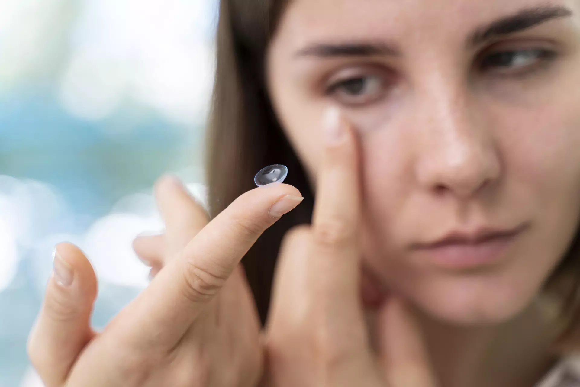 Close-up of contact lenses for hard to fit eyes
